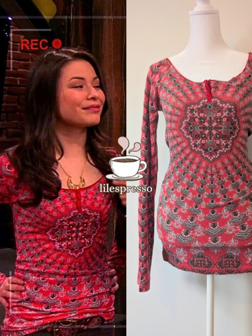 RARE free people tribal thermal printed top ASO carly shay icarly (medium)
